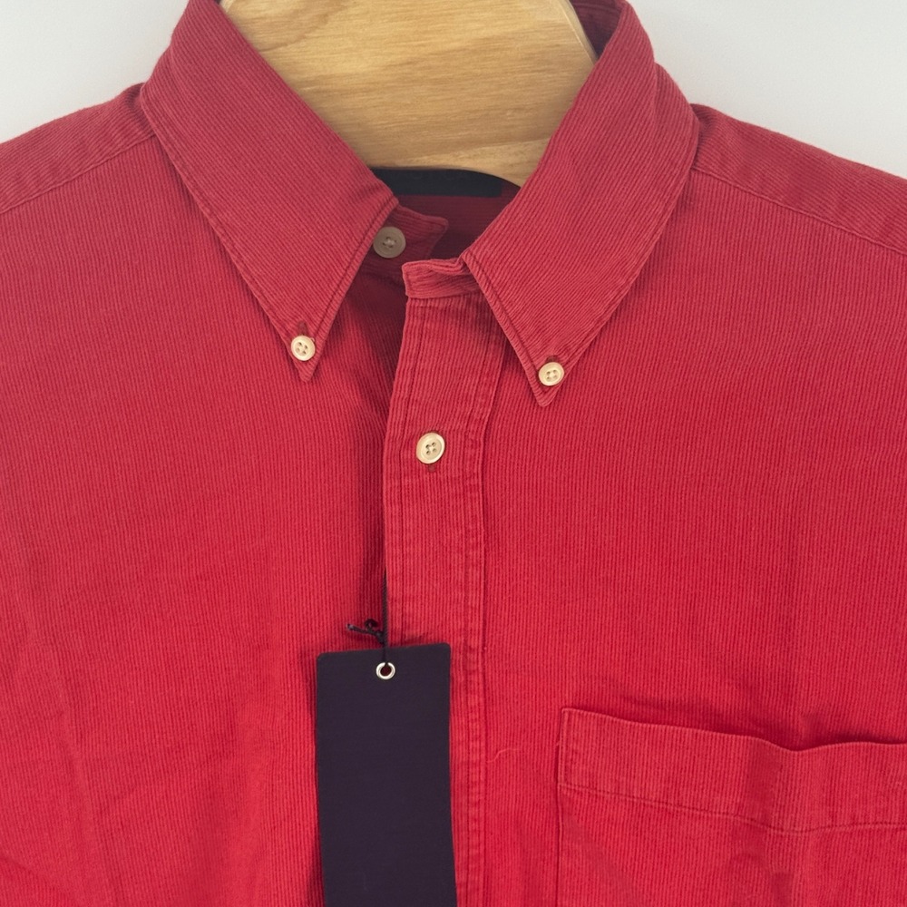 Nautica Mens Red Corduroy Button Down Shirt Long Sleeve Cotton W07755 Size M NWT